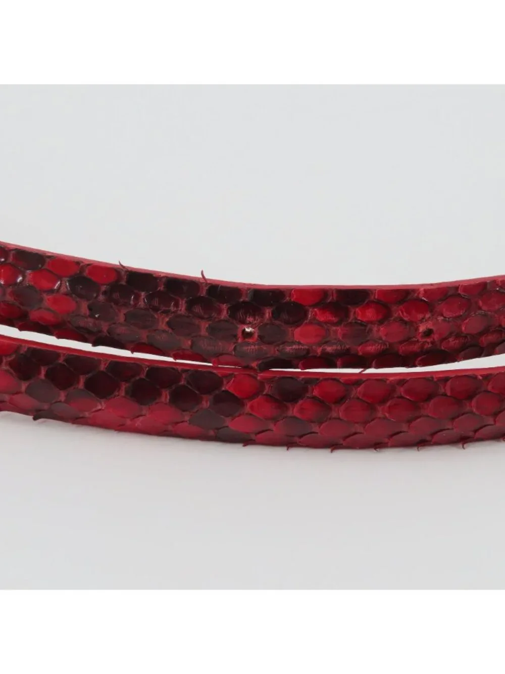 Claudio Orciani Women 80cm Red Genuine Snake Skin Rhinestone Buckle Skinny Belt